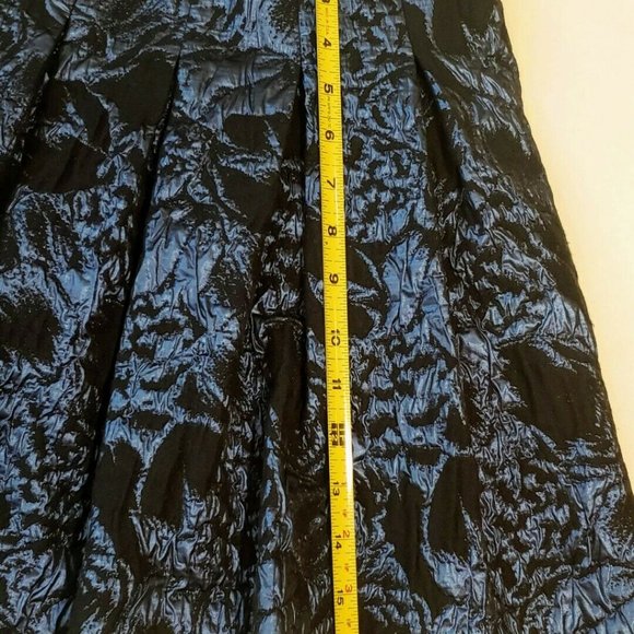 OSCAR DE LA RENTA SKIRT 10A METALLIC BLUE WITH POCKETS - Picture 4 of 5